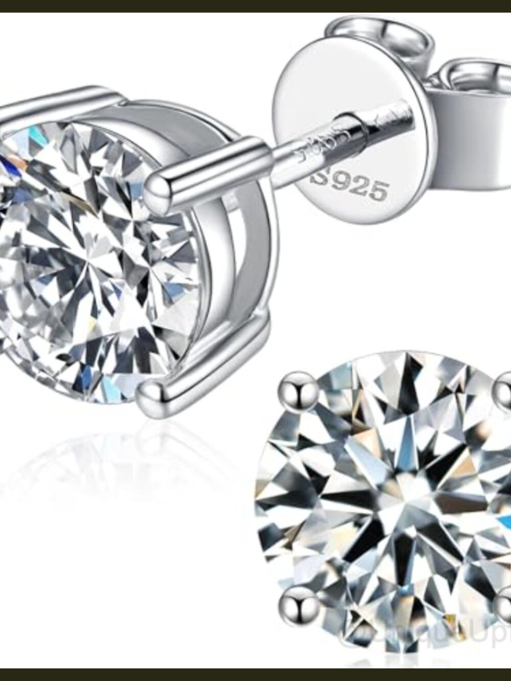 Moissanite Stud Earrings 925 Sterling Silver 18K White Gold Plated